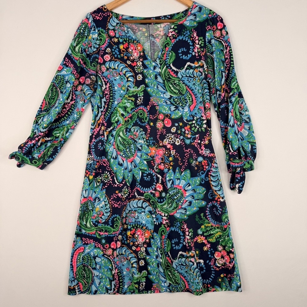 Lilly Pulitzer Cath Tunic Mini Dress Floral Printed Cotton Resort SZ-Small